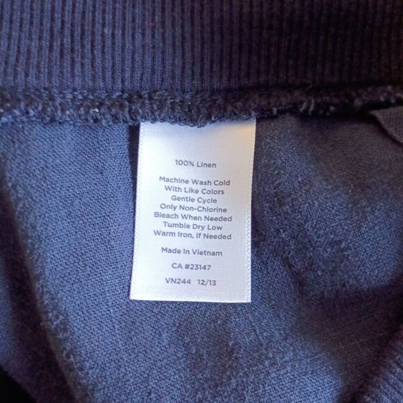 Talbots Women's Blue Linen Wide Leg Crop Pants Size L Drawstring Waist - Picture 4 of 6